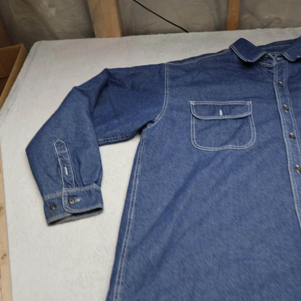 Levis Shirt Jacket Mens XL Blue Denim Sherpa Fleece Lined Western Button Up Work - Picture 2 of 14